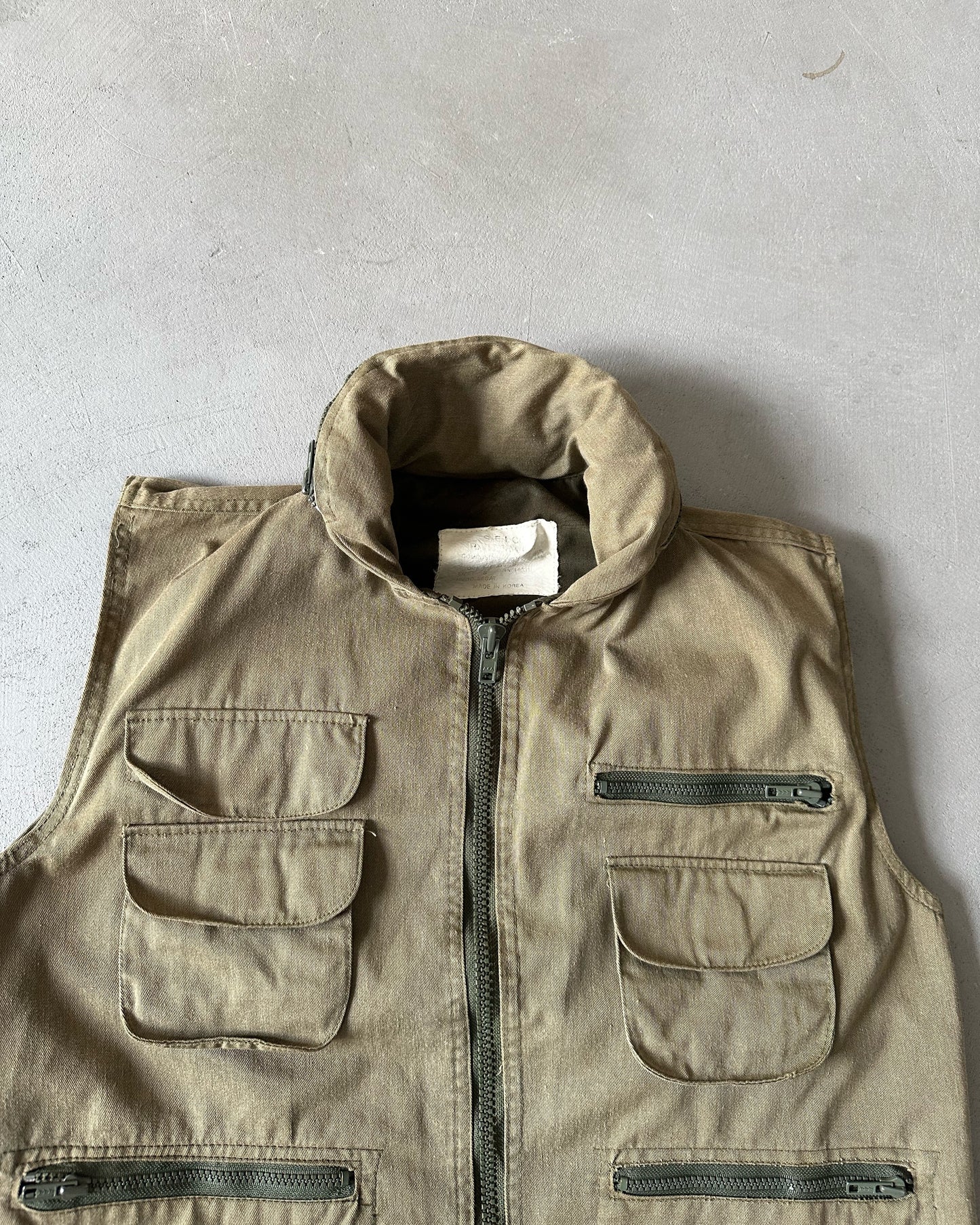 1990s - Khaki Multi Pockets Vest - S