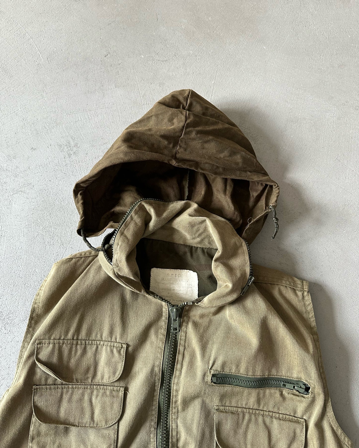 1990s - Khaki Multi Pockets Vest - S