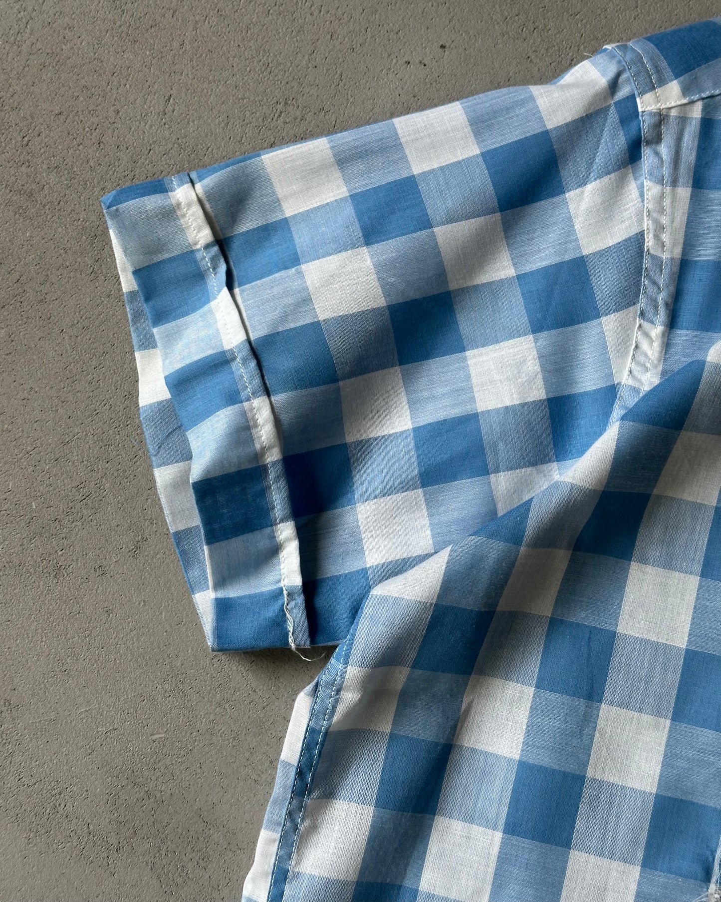 1960s - Blue/White Sears Plaid Shirt - M