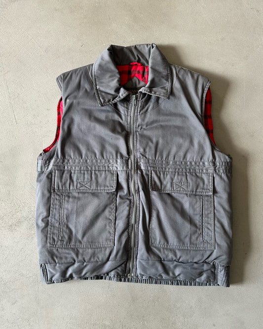 1990s - Grey Multipocket Puffer Vest - M