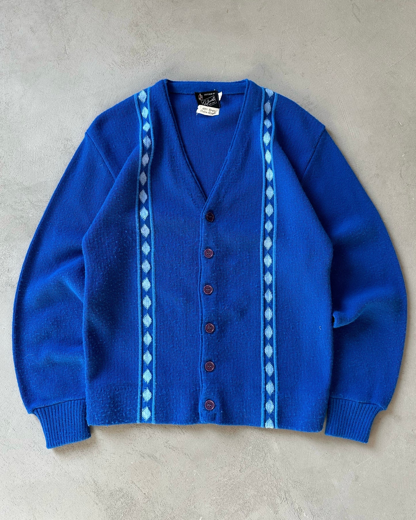 1960s - Blue Raybrook Orlon Cardigan - M