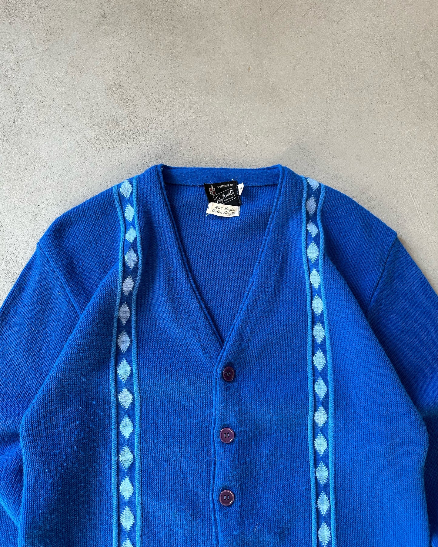 1960s - Blue Raybrook Orlon Cardigan - M