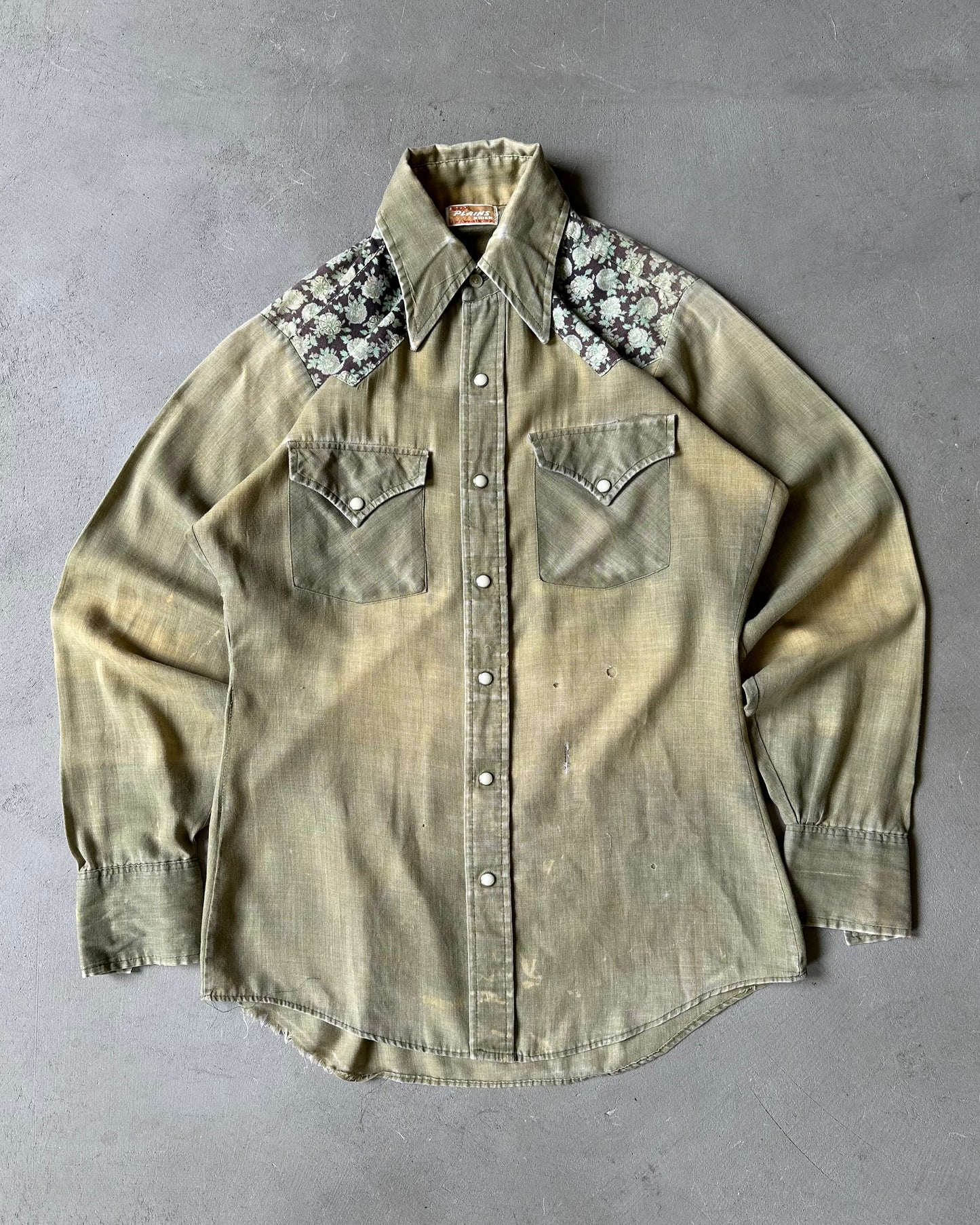 1970s - Distressed Green ELY Western Shirt - S