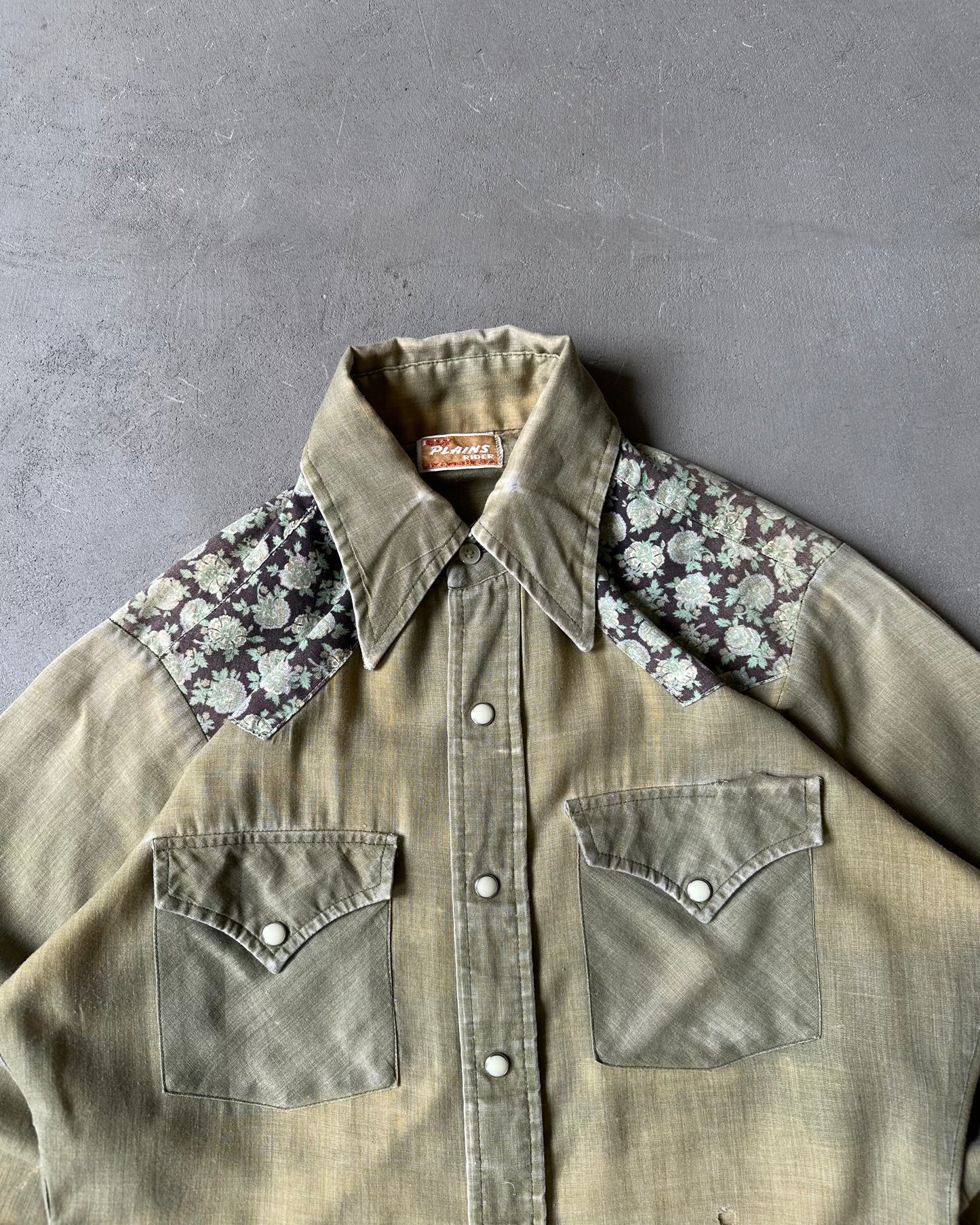 1970s - Distressed Green ELY Western Shirt - S