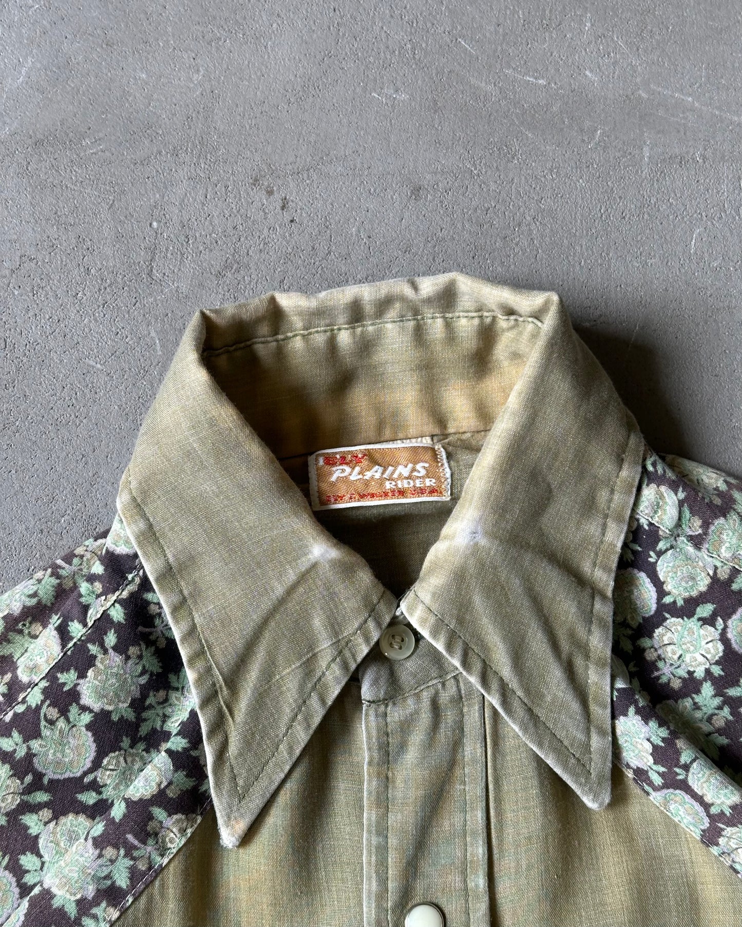 1970s - Distressed Green ELY Western Shirt - S