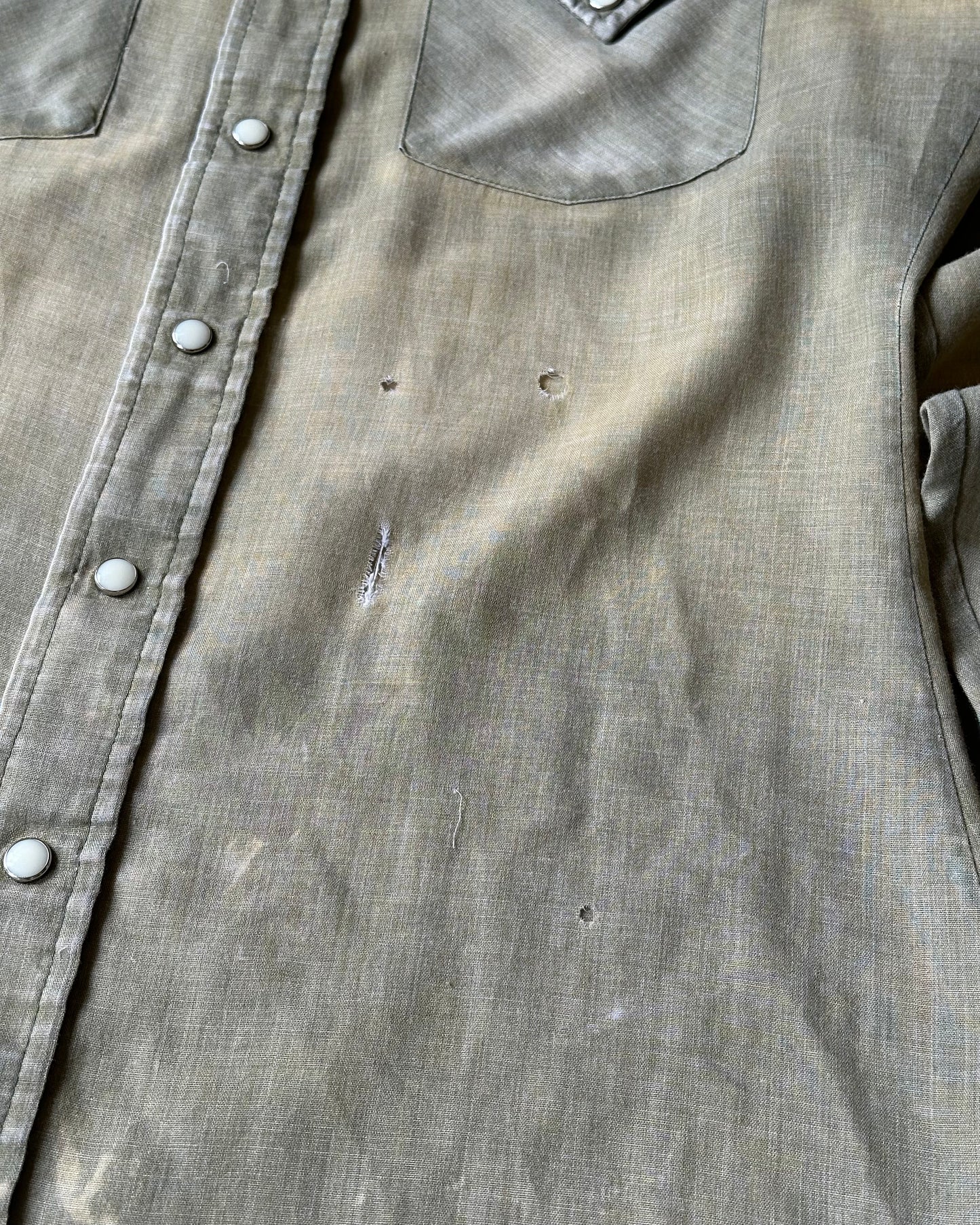 1970s - Distressed Green ELY Western Shirt - S