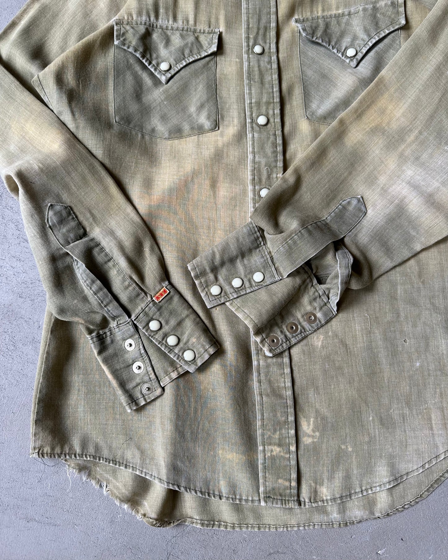 1970s - Distressed Green ELY Western Shirt - S