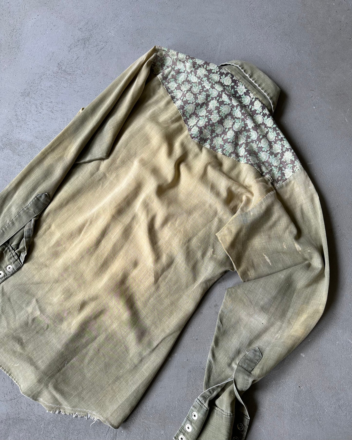 1970s - Distressed Green ELY Western Shirt - S