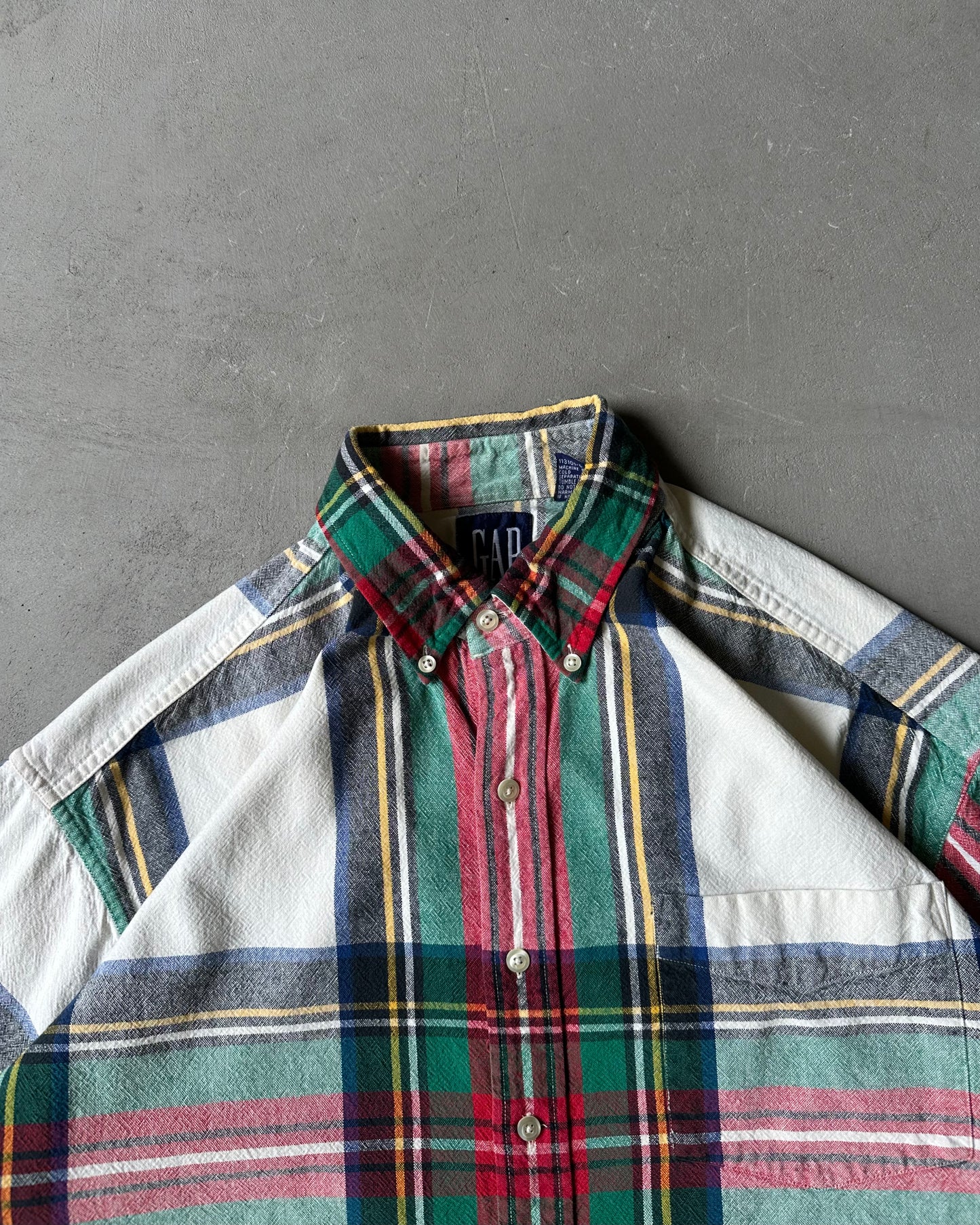 1990s - Cream/Red GAP Plaid Shirt - XL