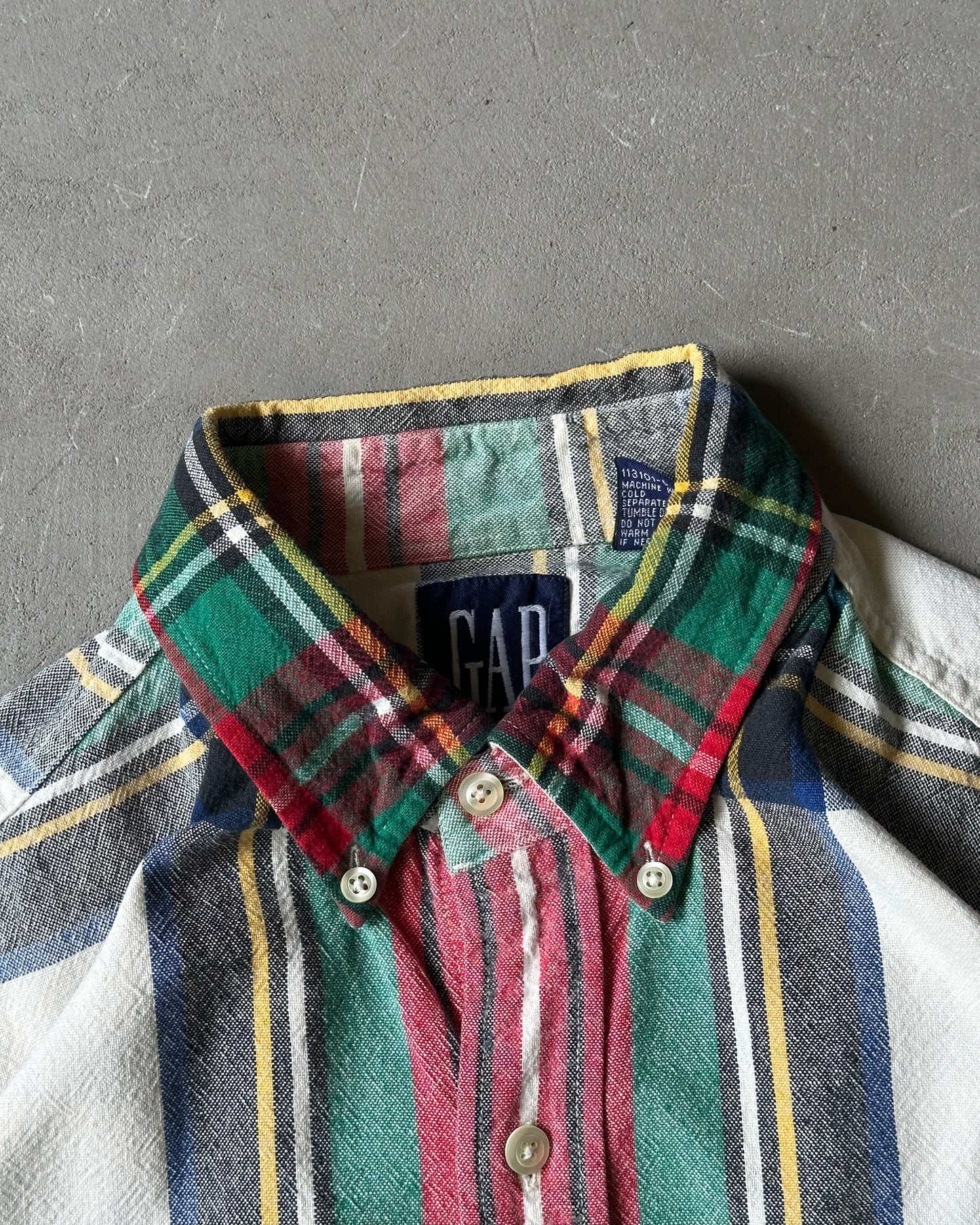 1990s - Cream/Red GAP Plaid Shirt - XL