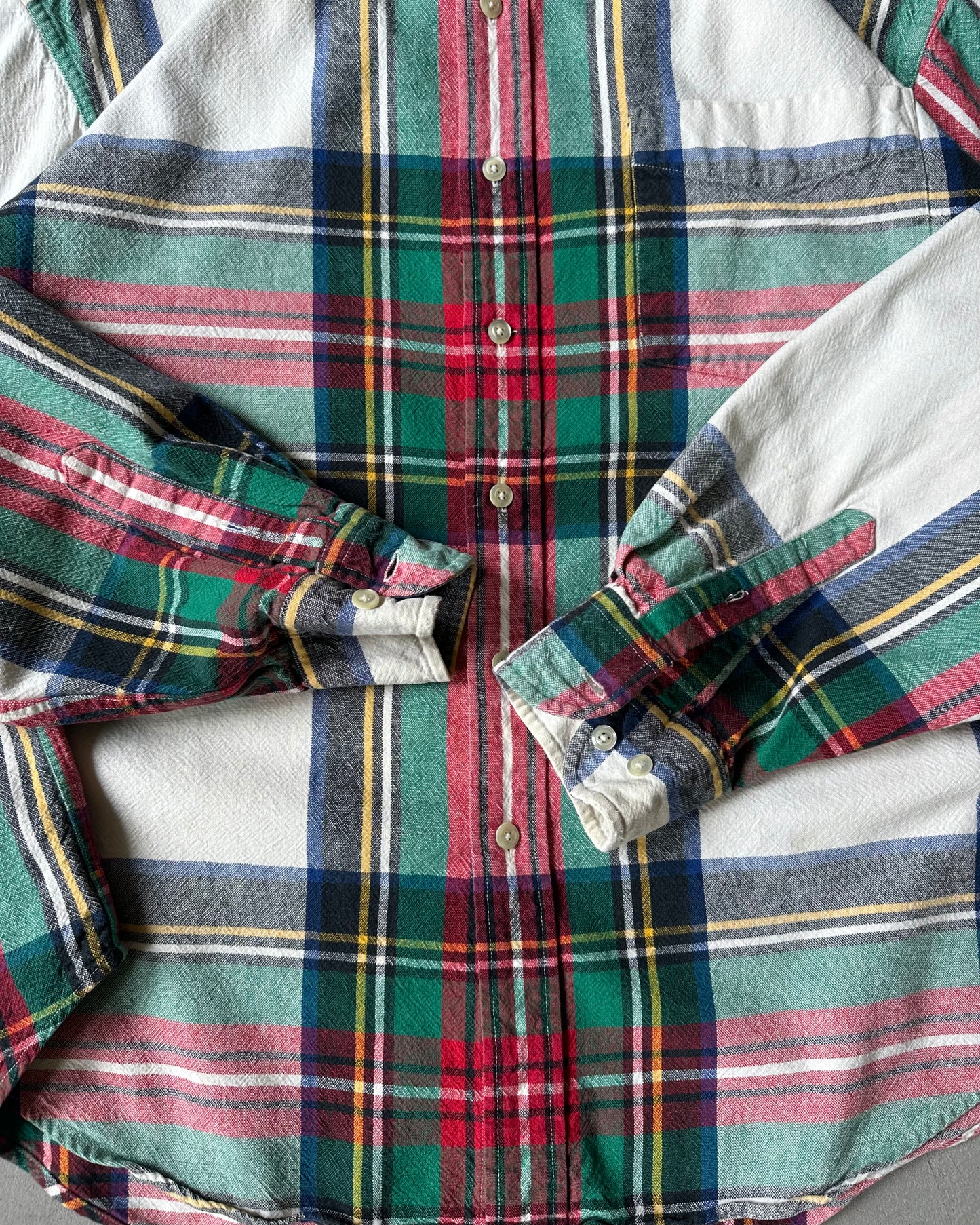 1990s - Cream/Red GAP Plaid Shirt - XL