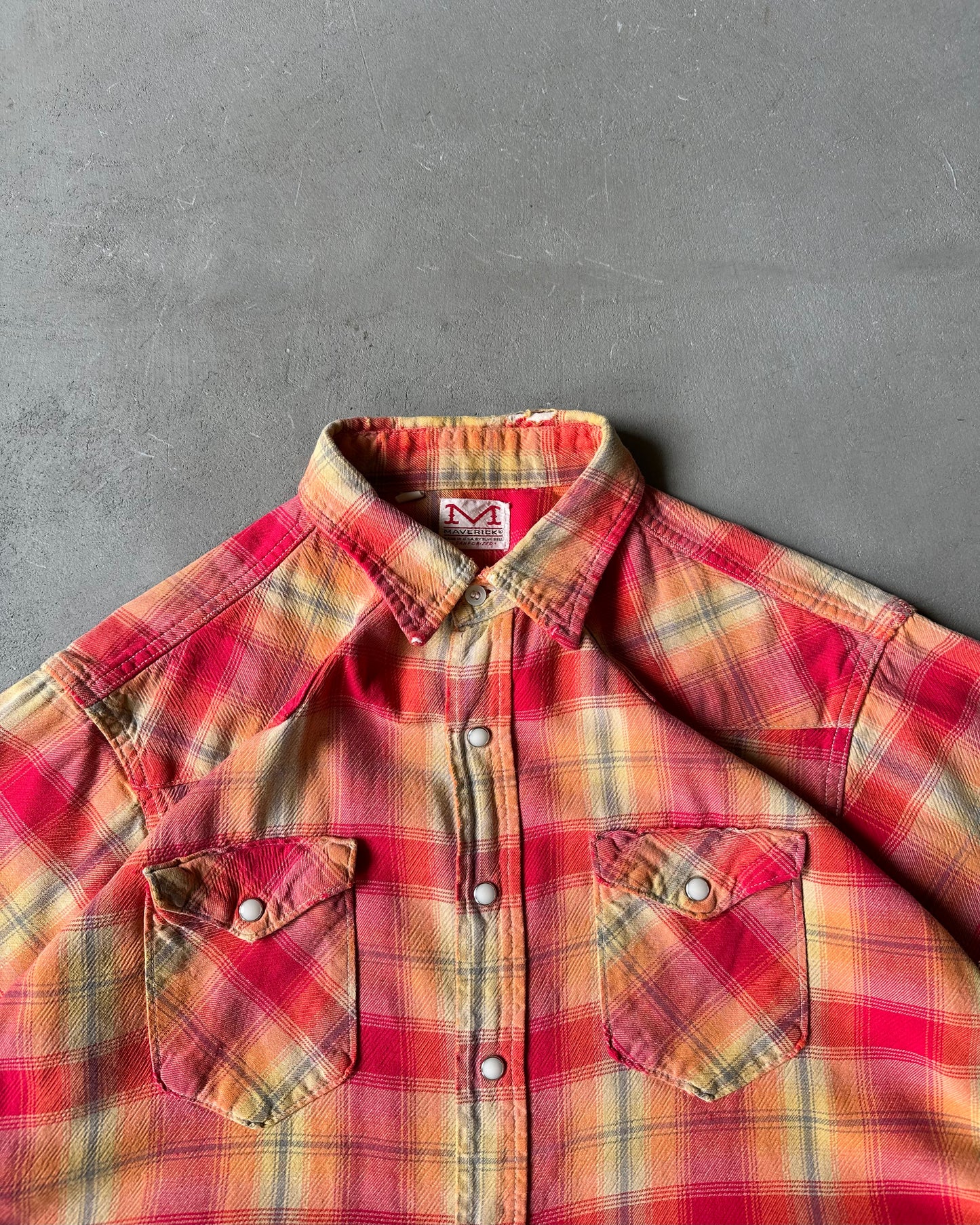 1970s - Orange/Yellow Maverick Cut Off Western Shirt - M