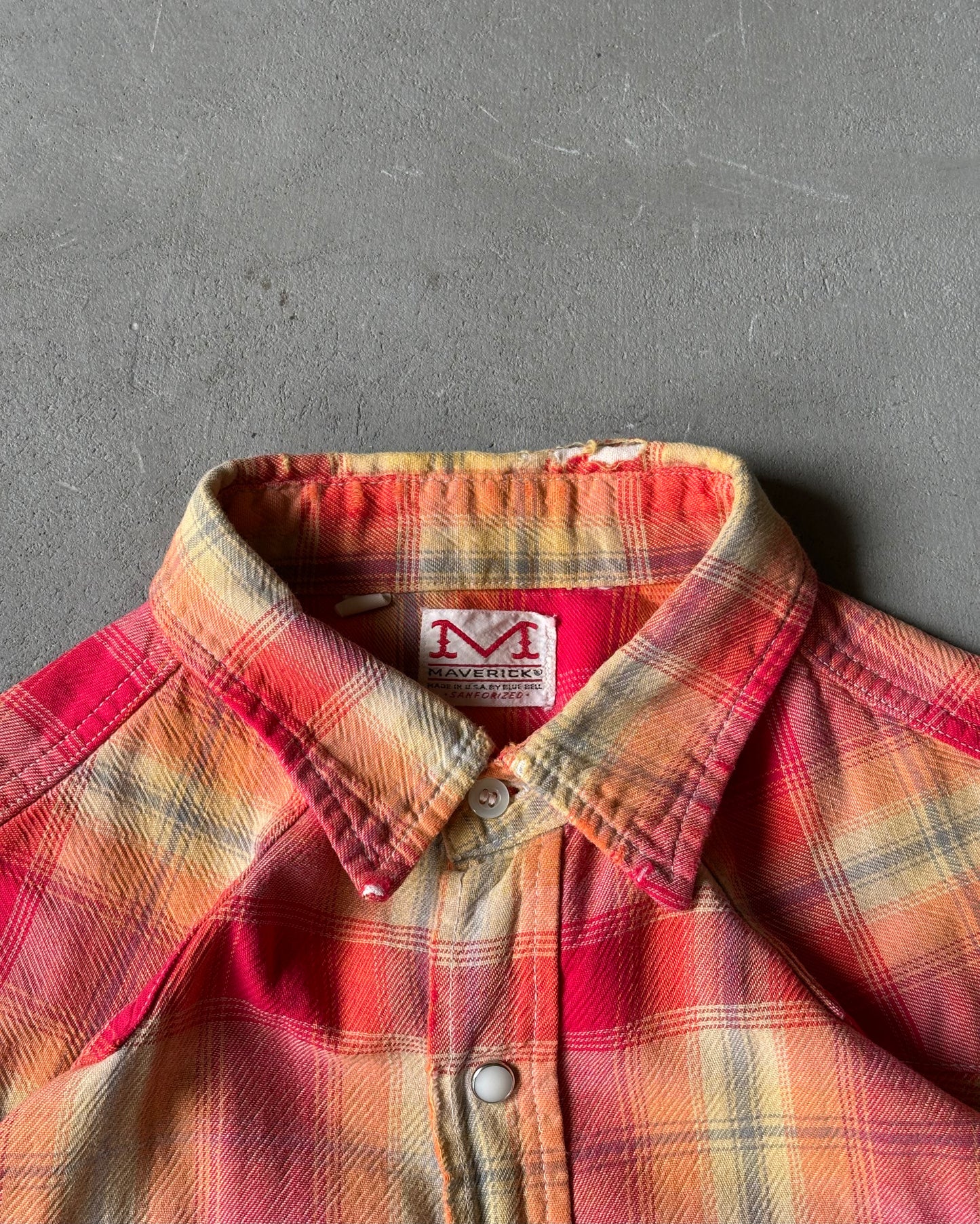 1970s - Orange/Yellow Maverick Cut Off Western Shirt - M