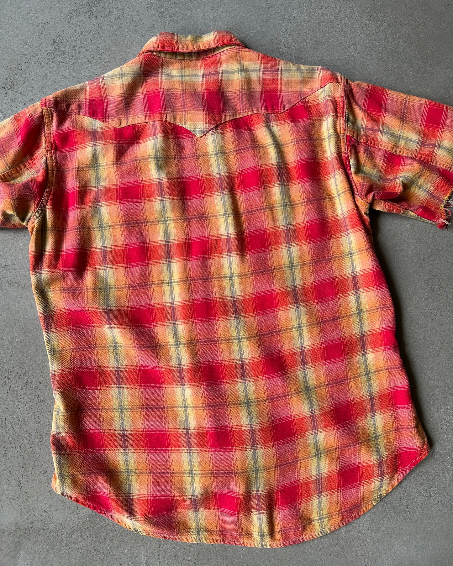 1970s - Orange/Yellow Maverick Cut Off Western Shirt - M