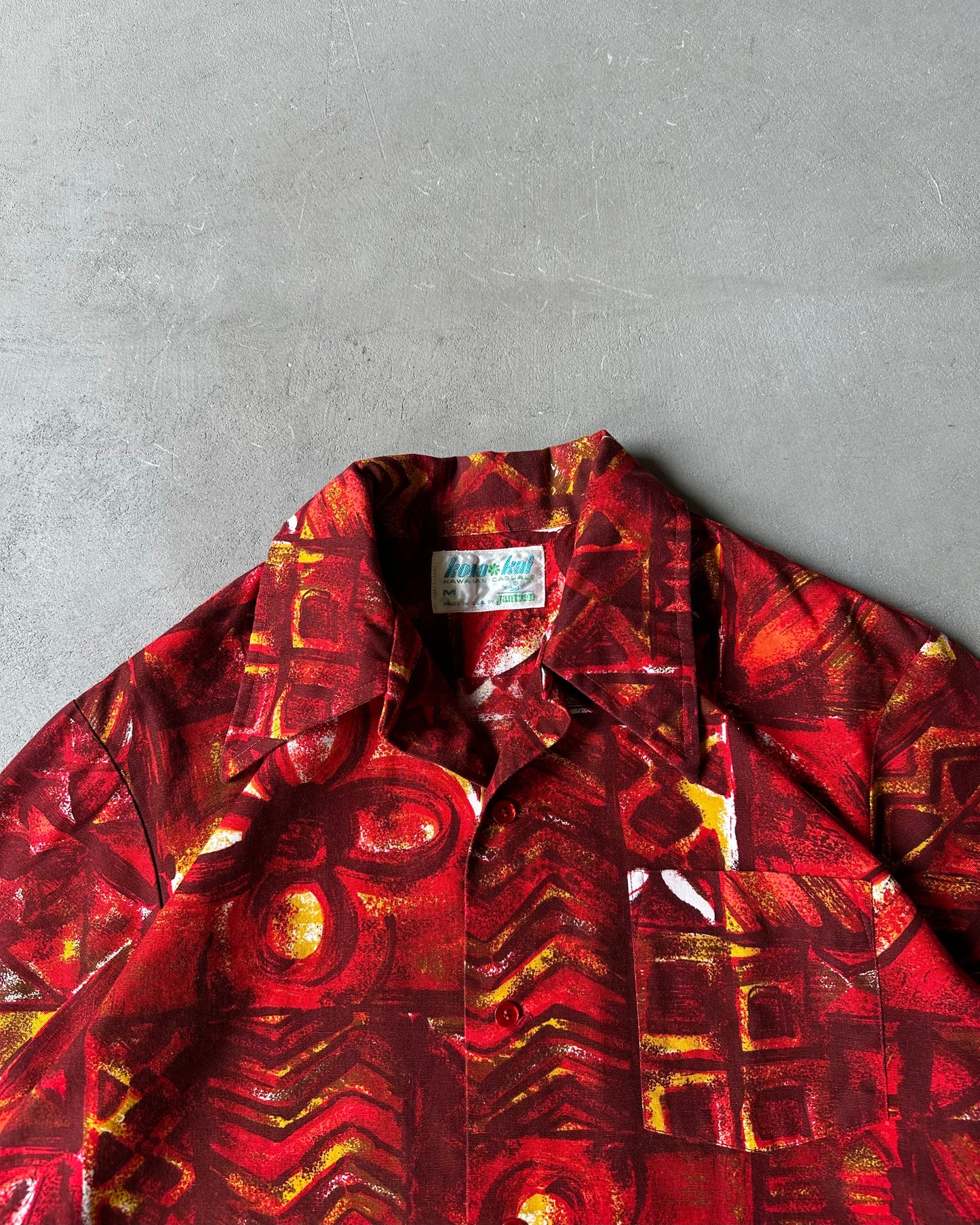 1970s - Red Jantzen Cuban Shirt - M