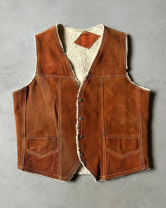 1980s - Cognac Suede Vest - M