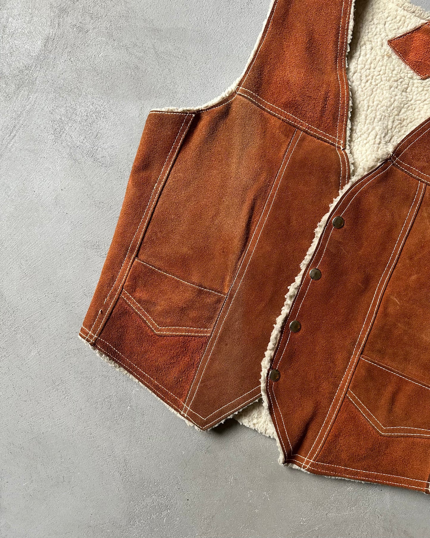 1980s - Cognac Suede Vest - M