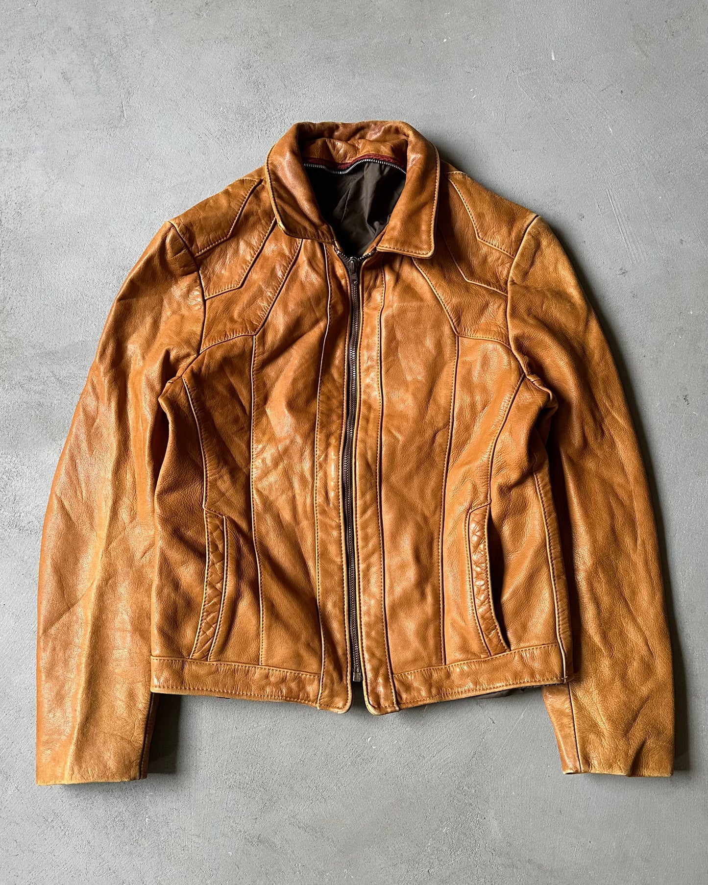 1970s - Caramel Leather Jacket - XS