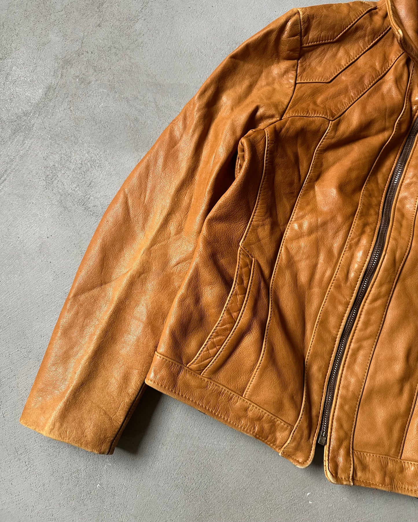 1970s - Caramel Leather Jacket - XS