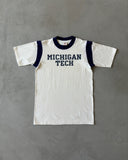 1980s - White/Navy Michigan Tech T-Shirt - S/M