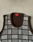1970s - Brown Plaid Sweater Vest - M