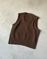 1970s - Brown Plaid Sweater Vest - M