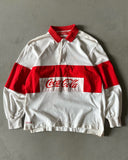 1980s - Red Coca-Cola Rugby Polo - S/M