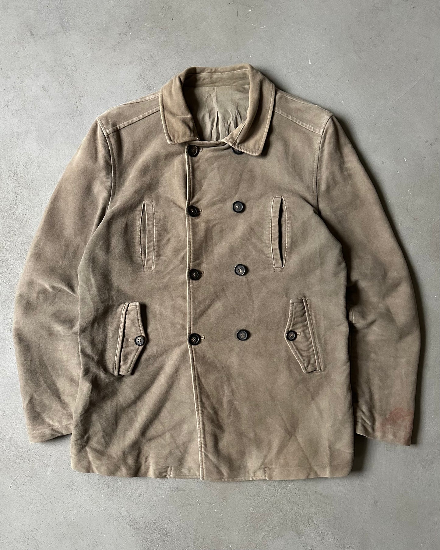 2000s - Beige Moleskin Double Breasted Overshirt - L