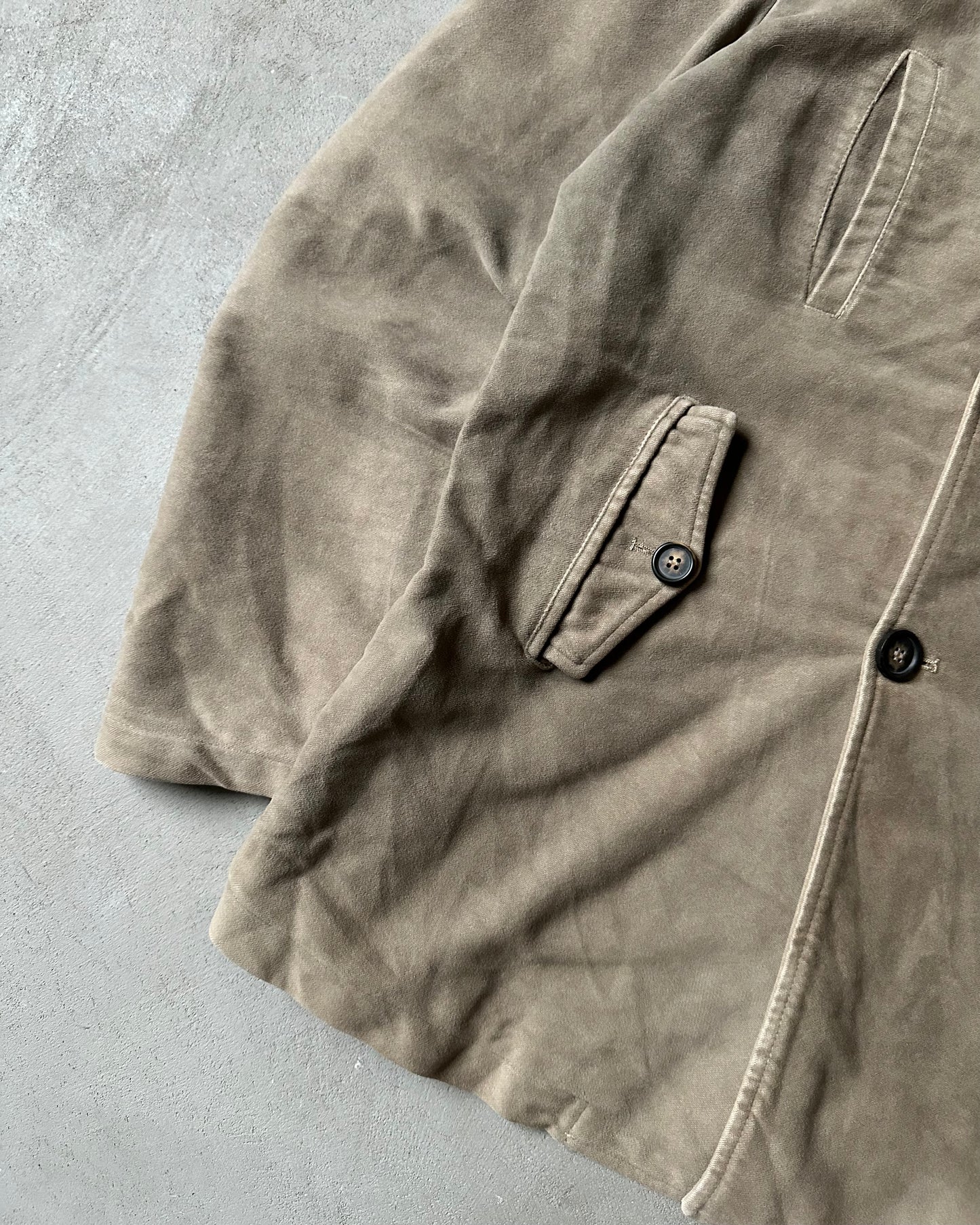 2000s - Beige Moleskin Double Breasted Overshirt - L