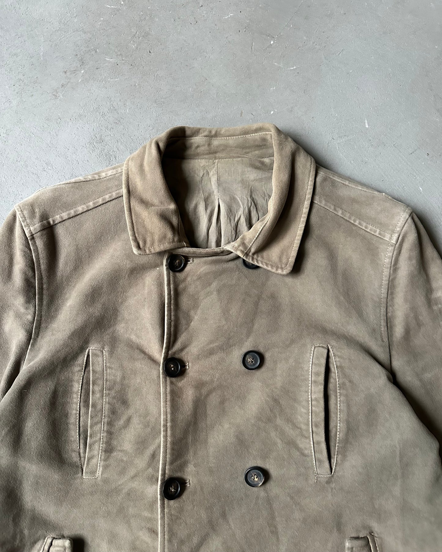2000s - Beige Moleskin Double Breasted Overshirt - L