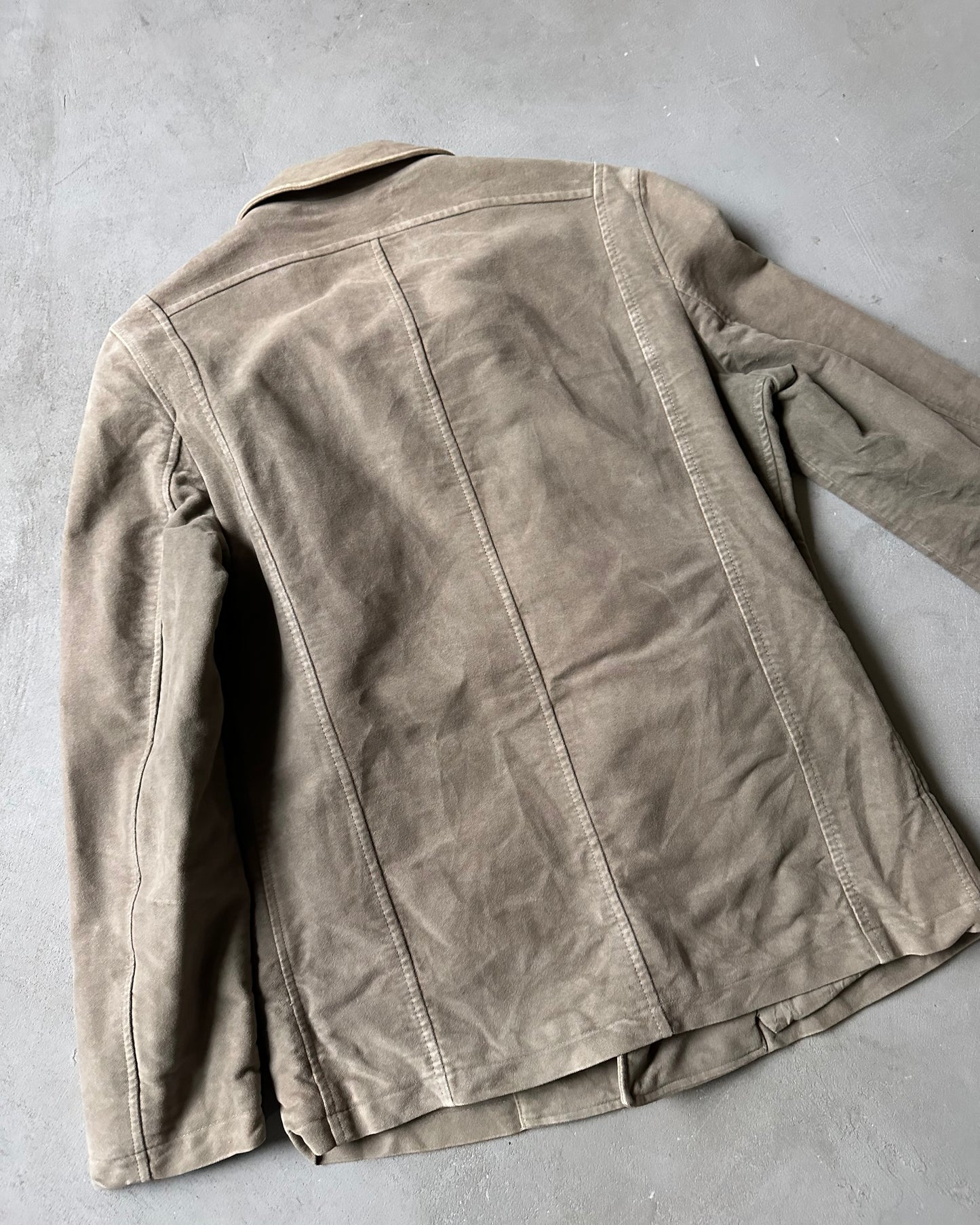 2000s - Beige Moleskin Double Breasted Overshirt - L