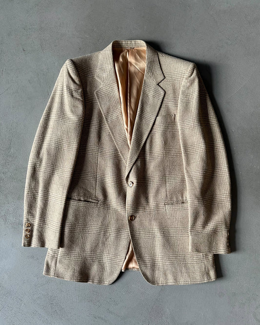 1990s - Beige/Grey Plaid Blazer - 40 Tall