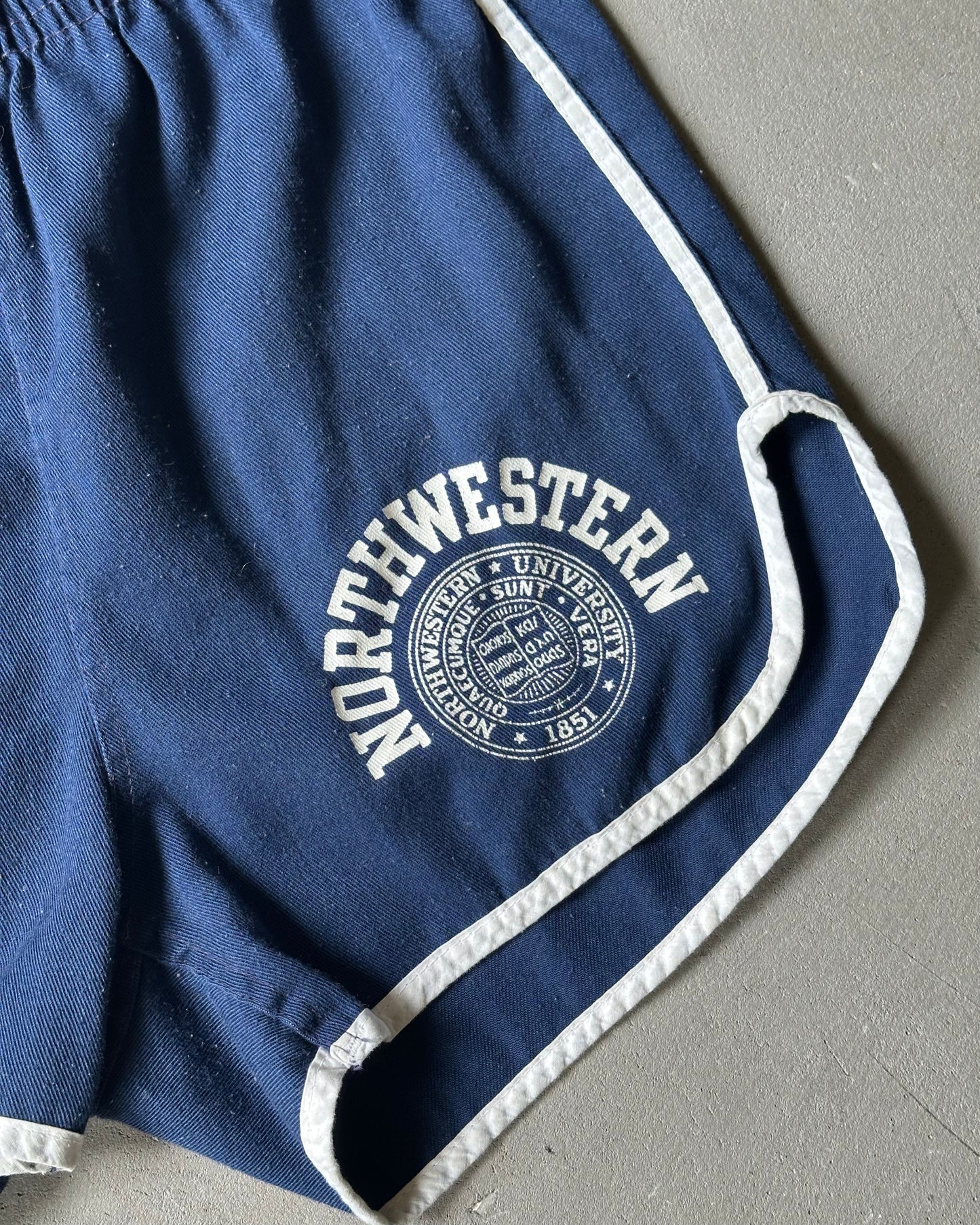 1970s - Navy/White Northwestern Track Short - S