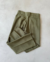 1970s - Green Farah Pin Stripe Bootcut Trousers USA - 30x29
