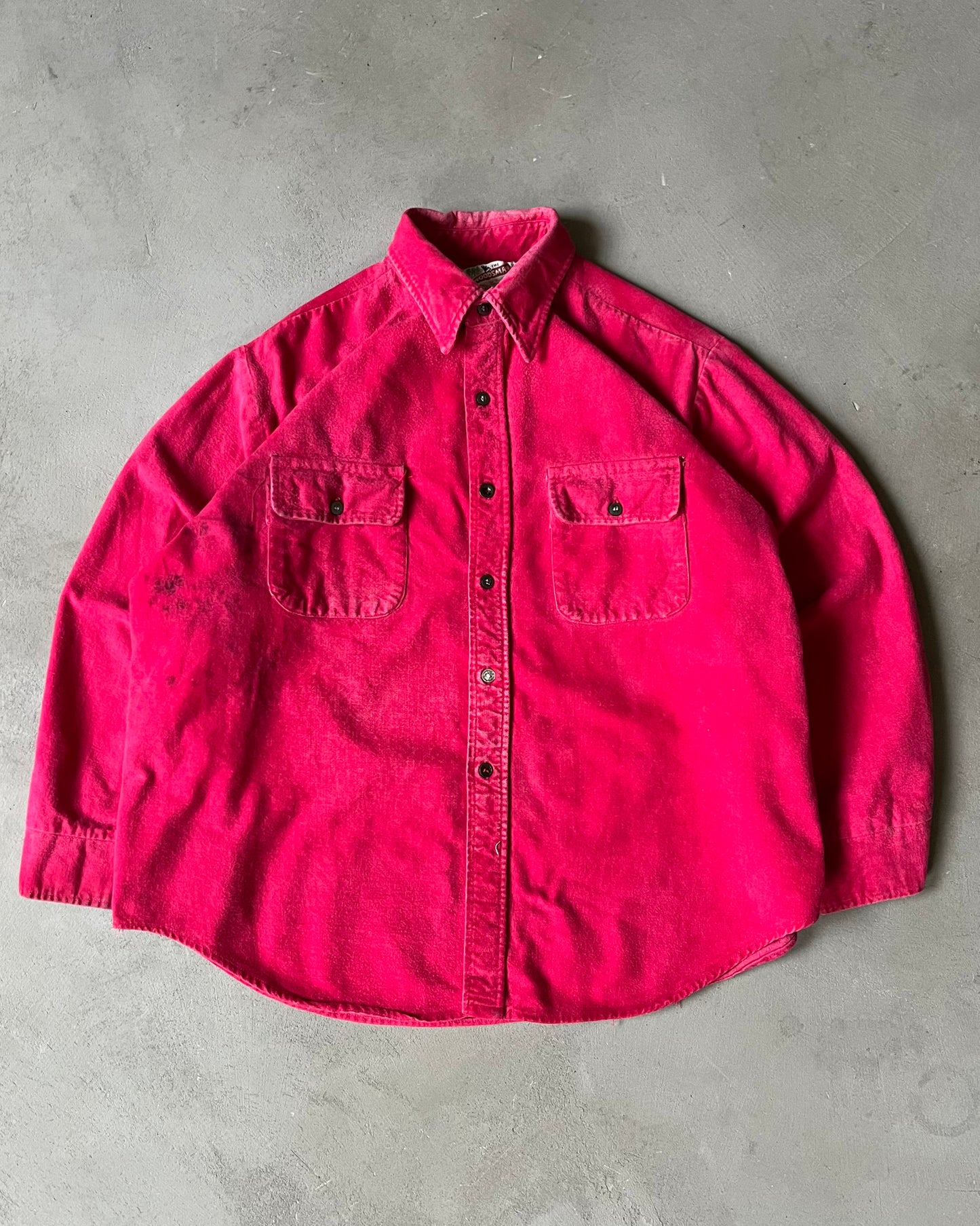 1980s - Distressed Red Woodsman Chamois Shirt - L
