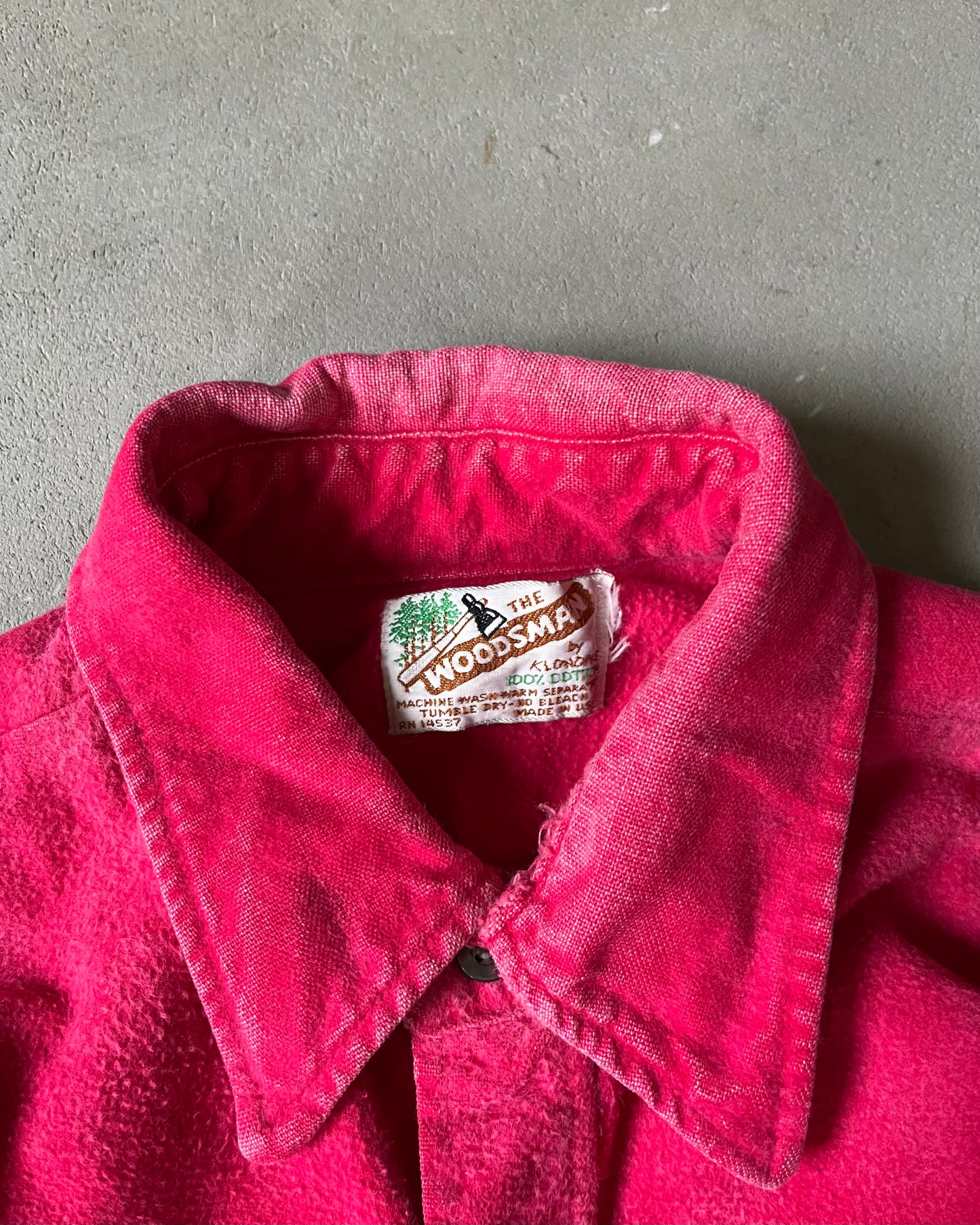 1980s - Distressed Red Woodsman Chamois Shirt - L