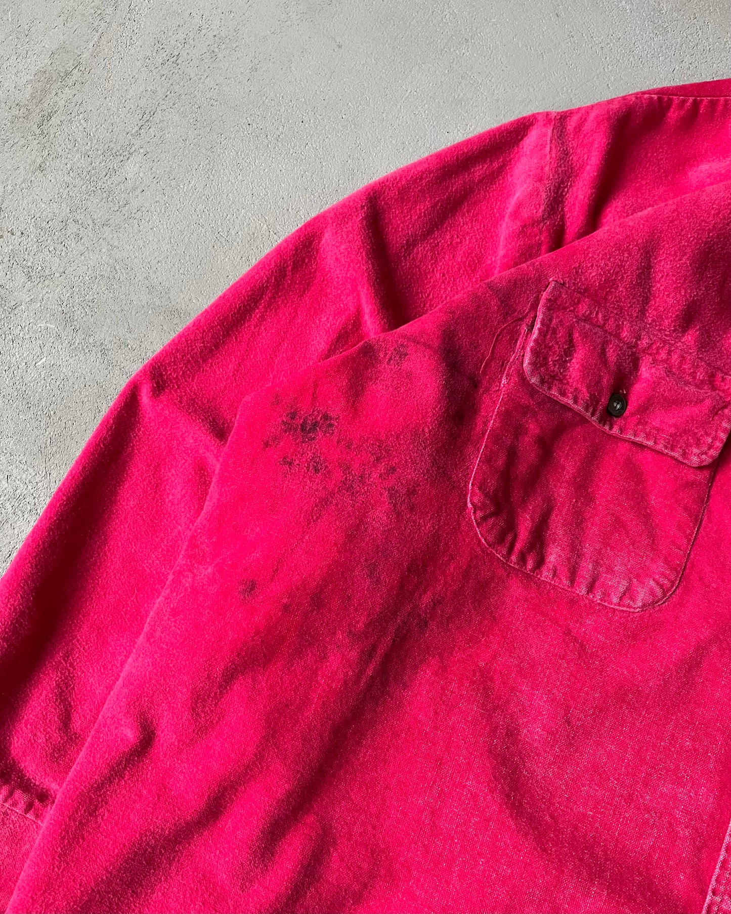 1980s - Distressed Red Woodsman Chamois Shirt - L