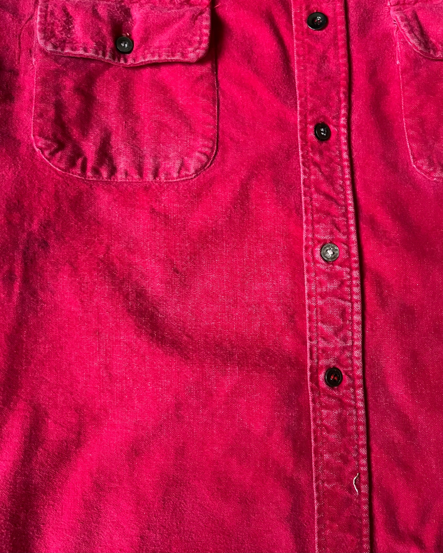 1980s - Distressed Red Woodsman Chamois Shirt - L