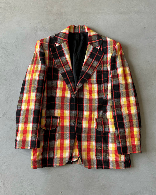 1970s - Red/Yellow Plaid Blazer Jacket - 38 Short