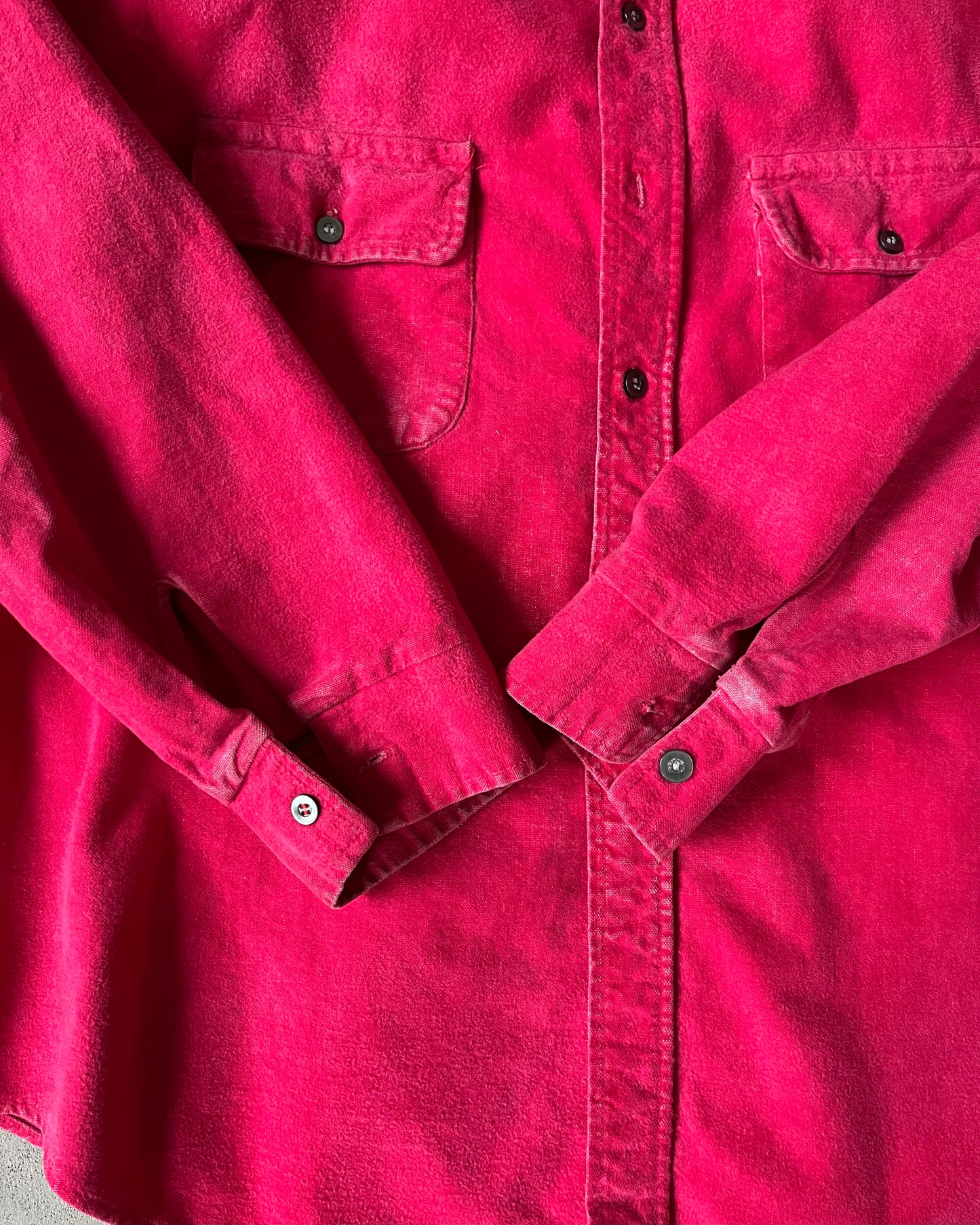 1980s - Distressed Red Woodsman Chamois Shirt - L