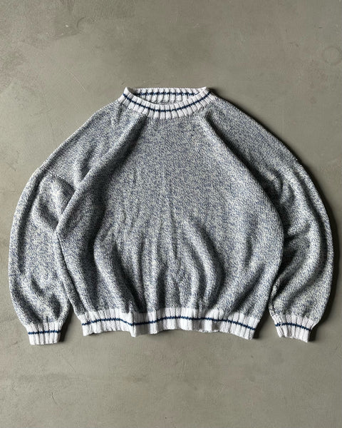1990s - White/Blue Sweater - XL/XXL