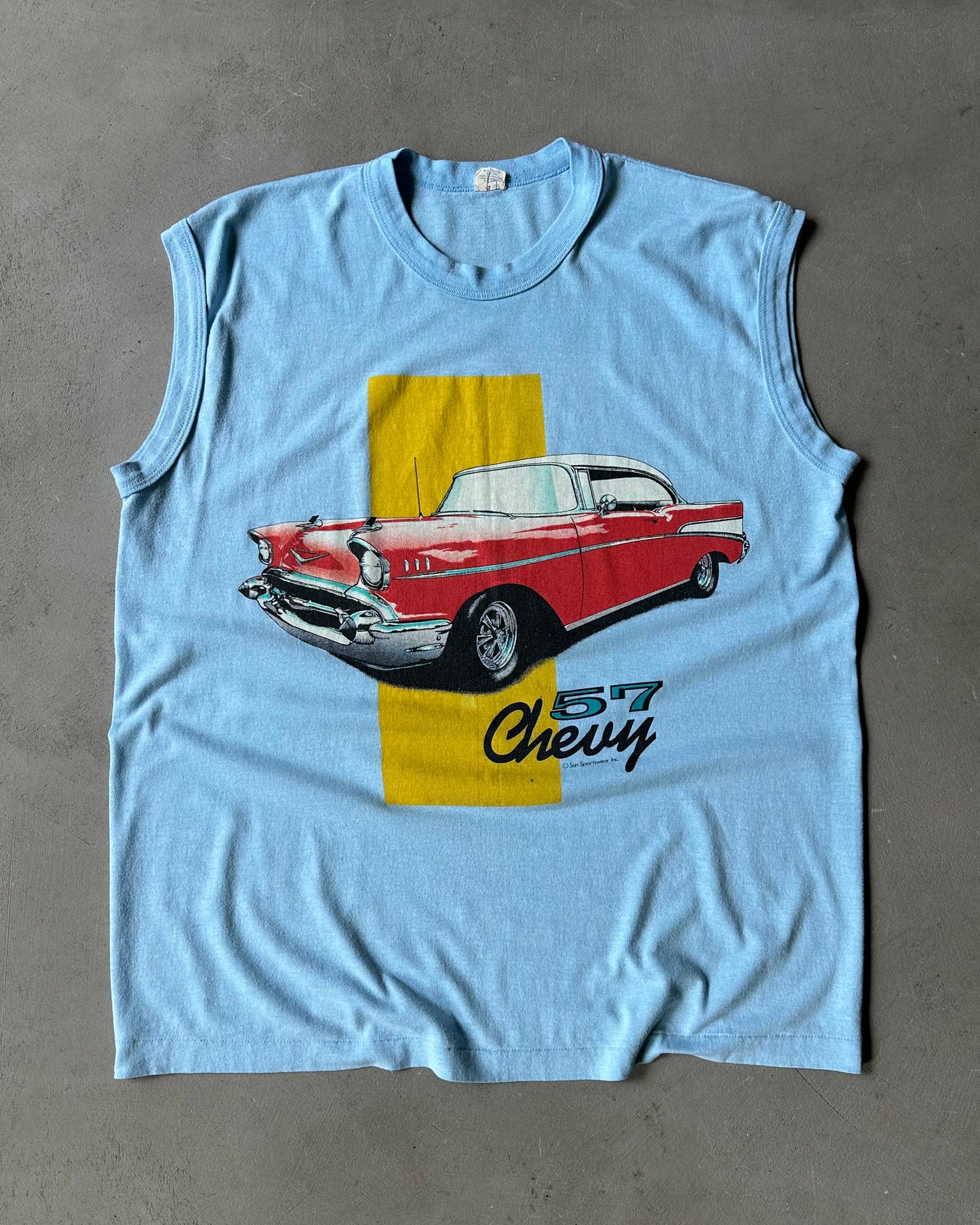 1980s - Light Blue Chevy 57 Tank Top - L/XL
