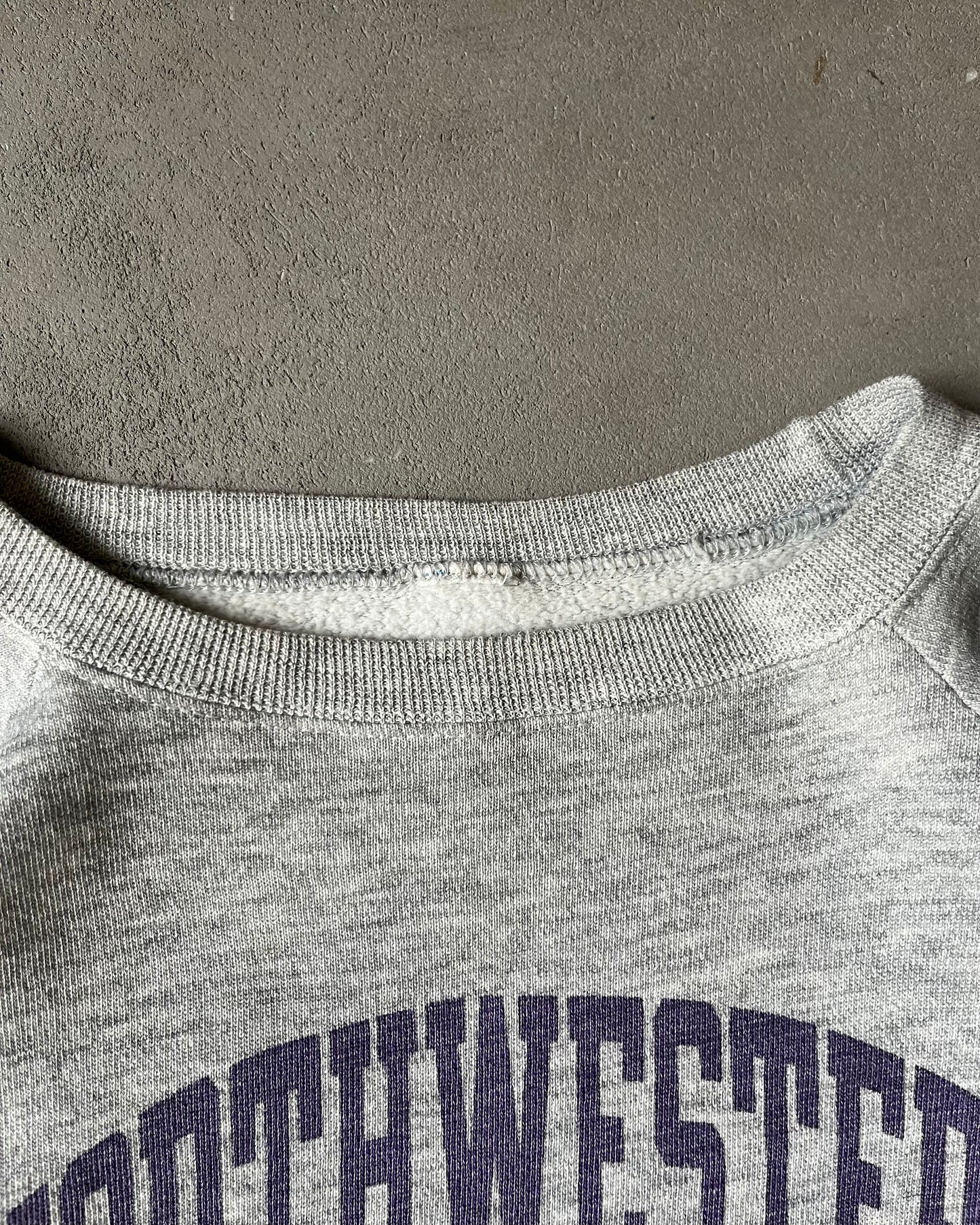 1980s - Distressed Heather Grey Northwestern Crewneck - M/L