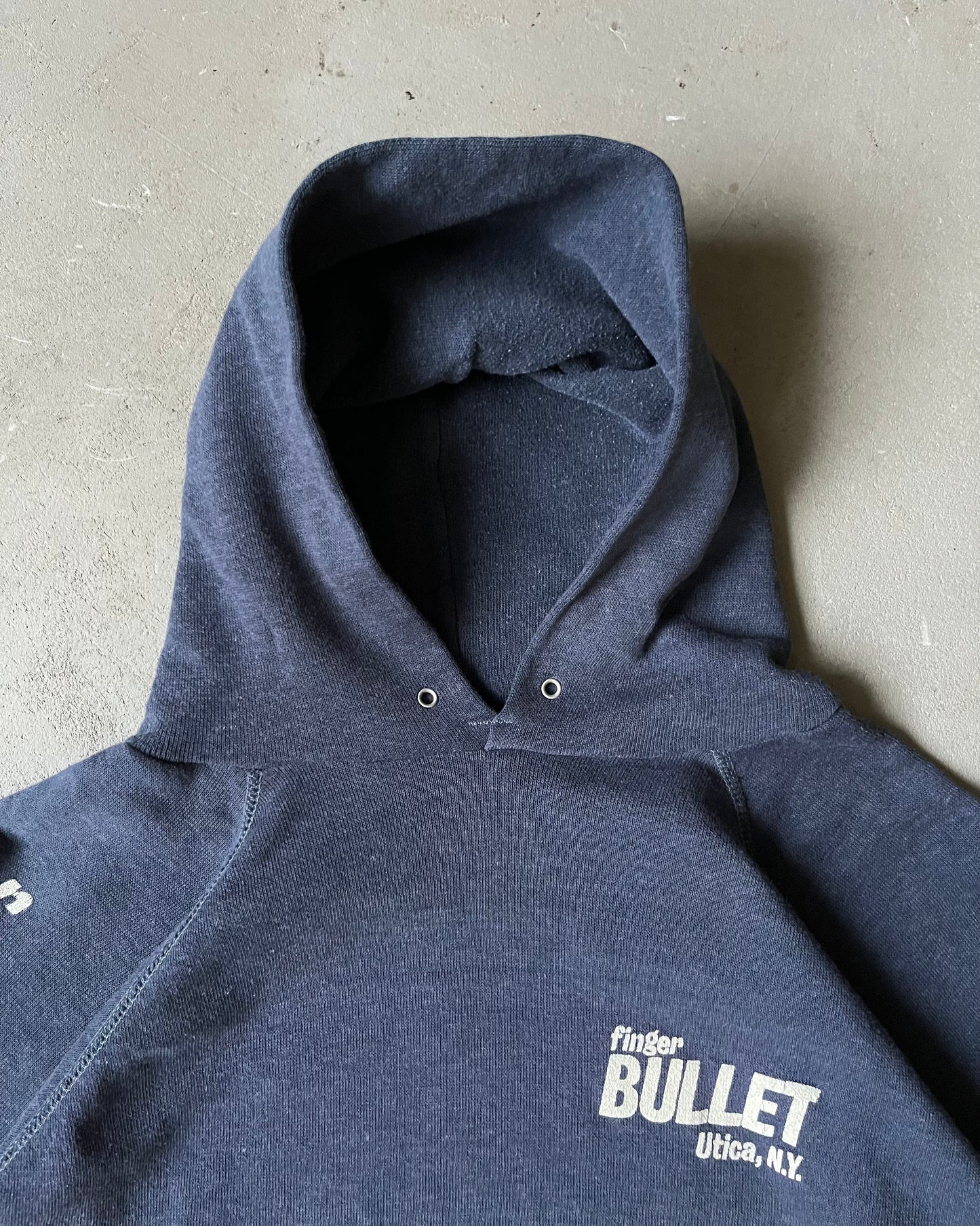 1970s - Faded Navy Bullet Hoodie - S