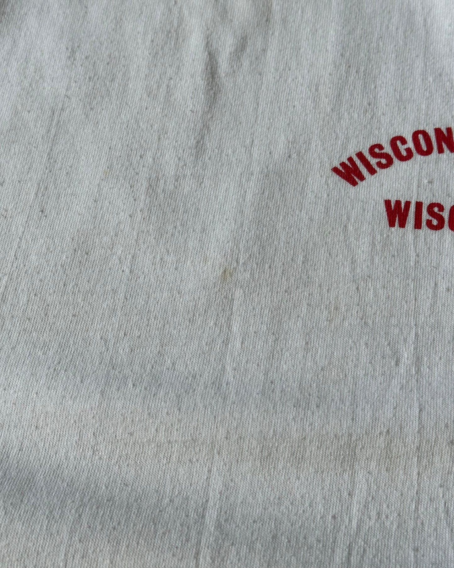 1970s - White/Blue Wisconsin Cropped Cotton Jersey - M