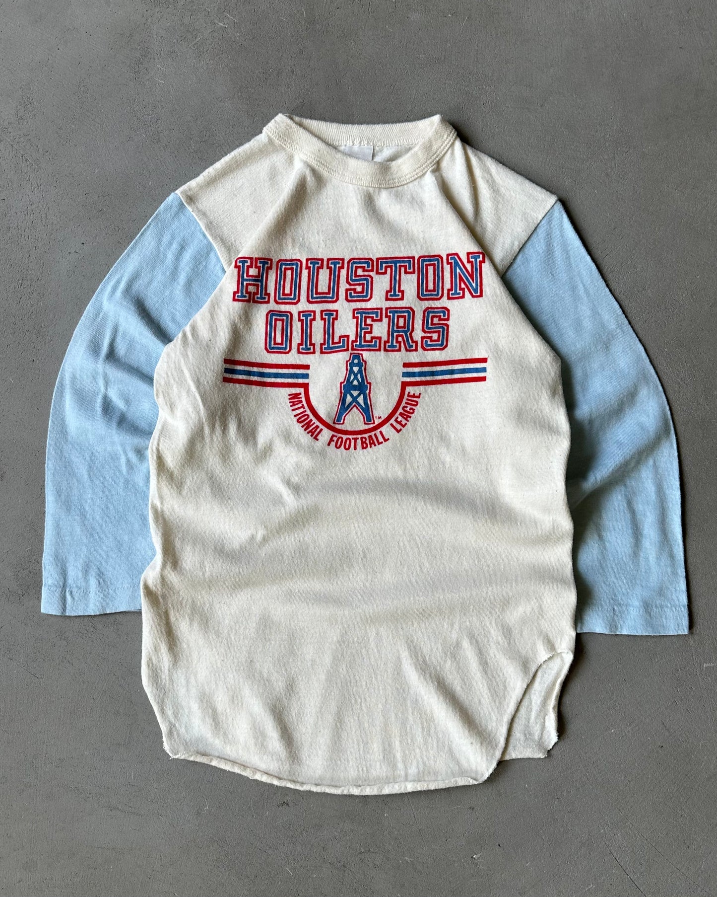 1970s - White/Blue Houston Oilers Baseball Tee - XS