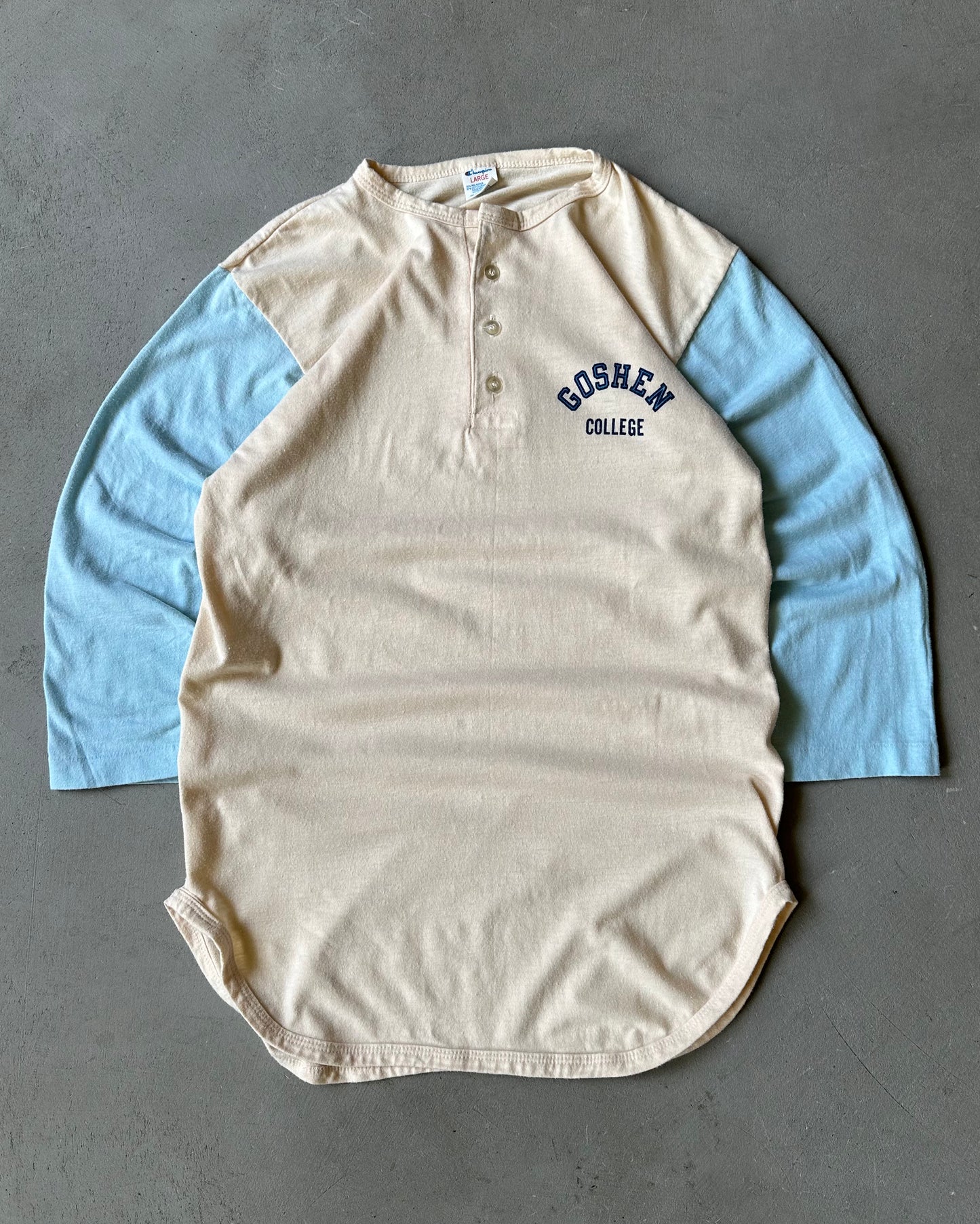 1970s - White/Blue Goshen Henley - XS