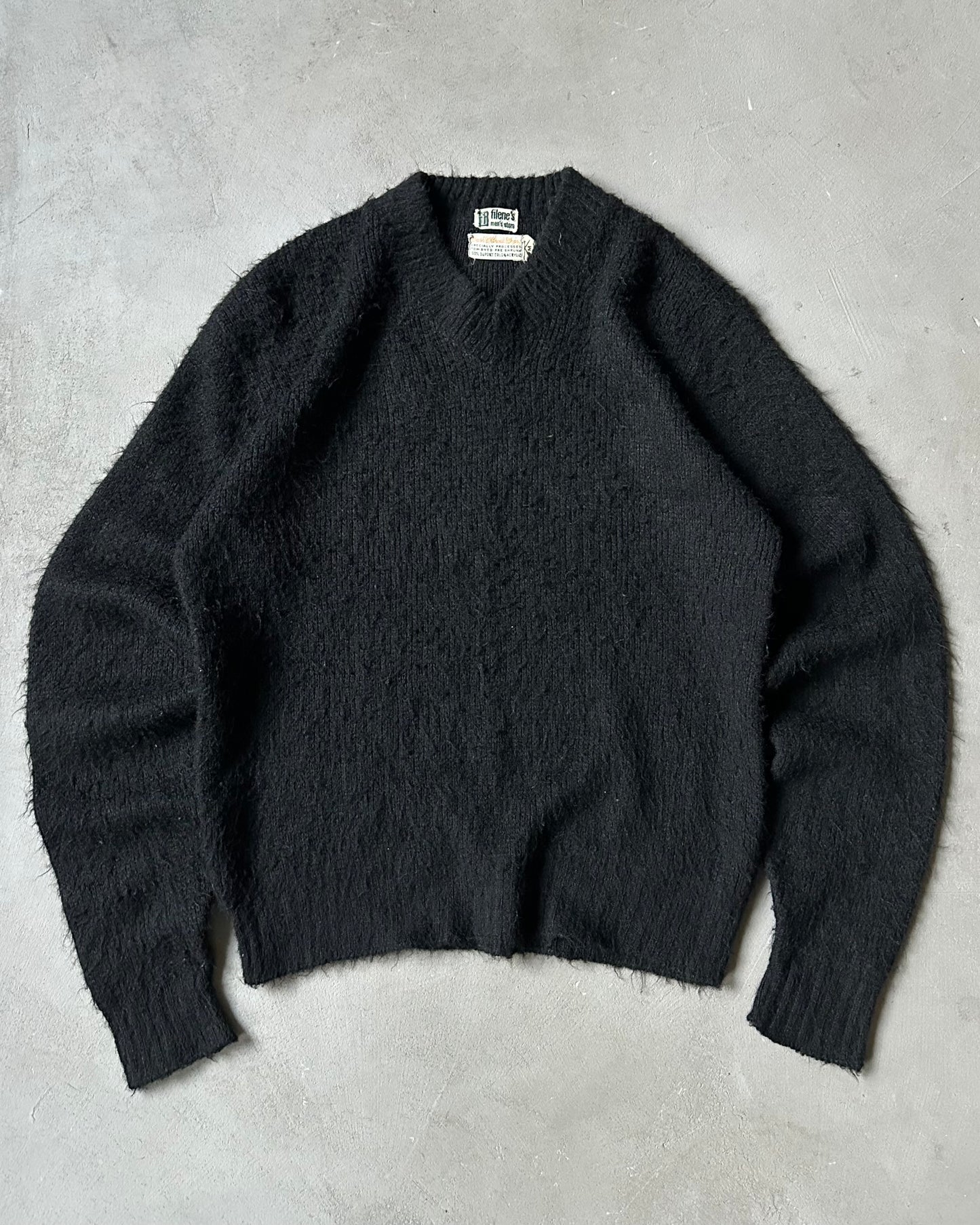 1960s - Black Filene's Fuzzy Sweater - M