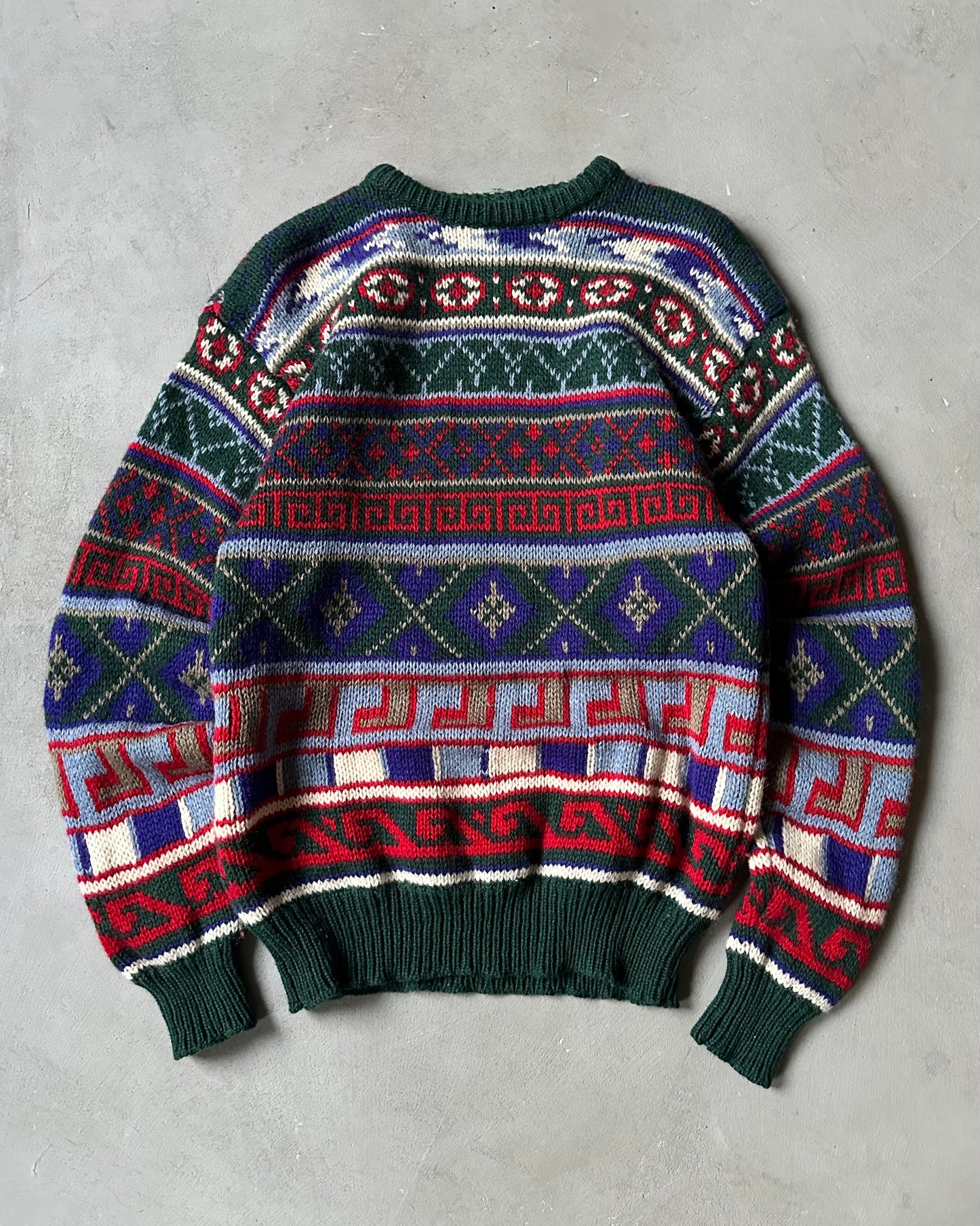 1990s - Green Fair Isle Sweater - M(Tall)