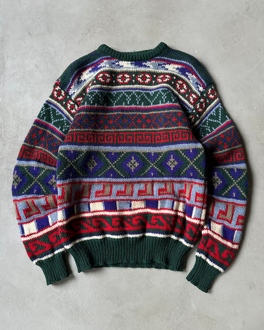 1990s - Green Fair Isle Sweater - M(Tall)